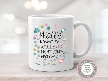 Preview: Wolle kommt von Wollen...Tasche Beutel Wolltasche Aufbewahrung Handarbeiten Häkeln Stricken Sticken von Lüttentüddel®